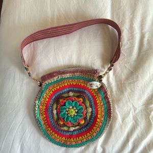 Crochet flower colorful bag